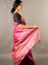 Flosive traditional golden zari work  soft banarasi ruby pink saree